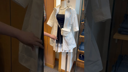 Get the Look: Stylish Blue Staud Dress and White Henri Raincoat with MZ Wallace Bag