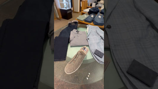Title:
Michelle's Stylish Outfit: Zegna Light Blue Sport Coat and Jean Combo