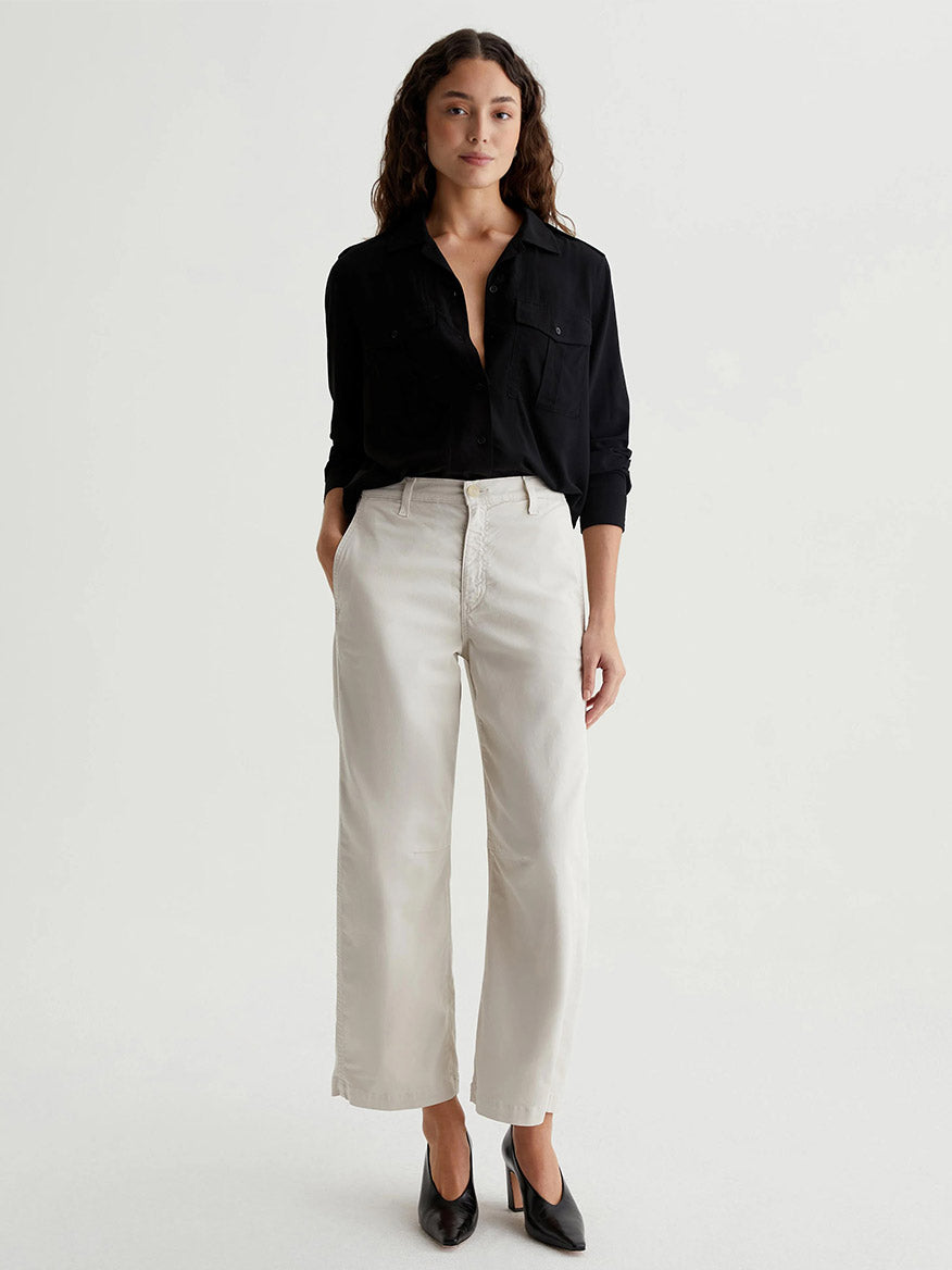 AG Jeans Fiona High-Rise Barrel in Pumice