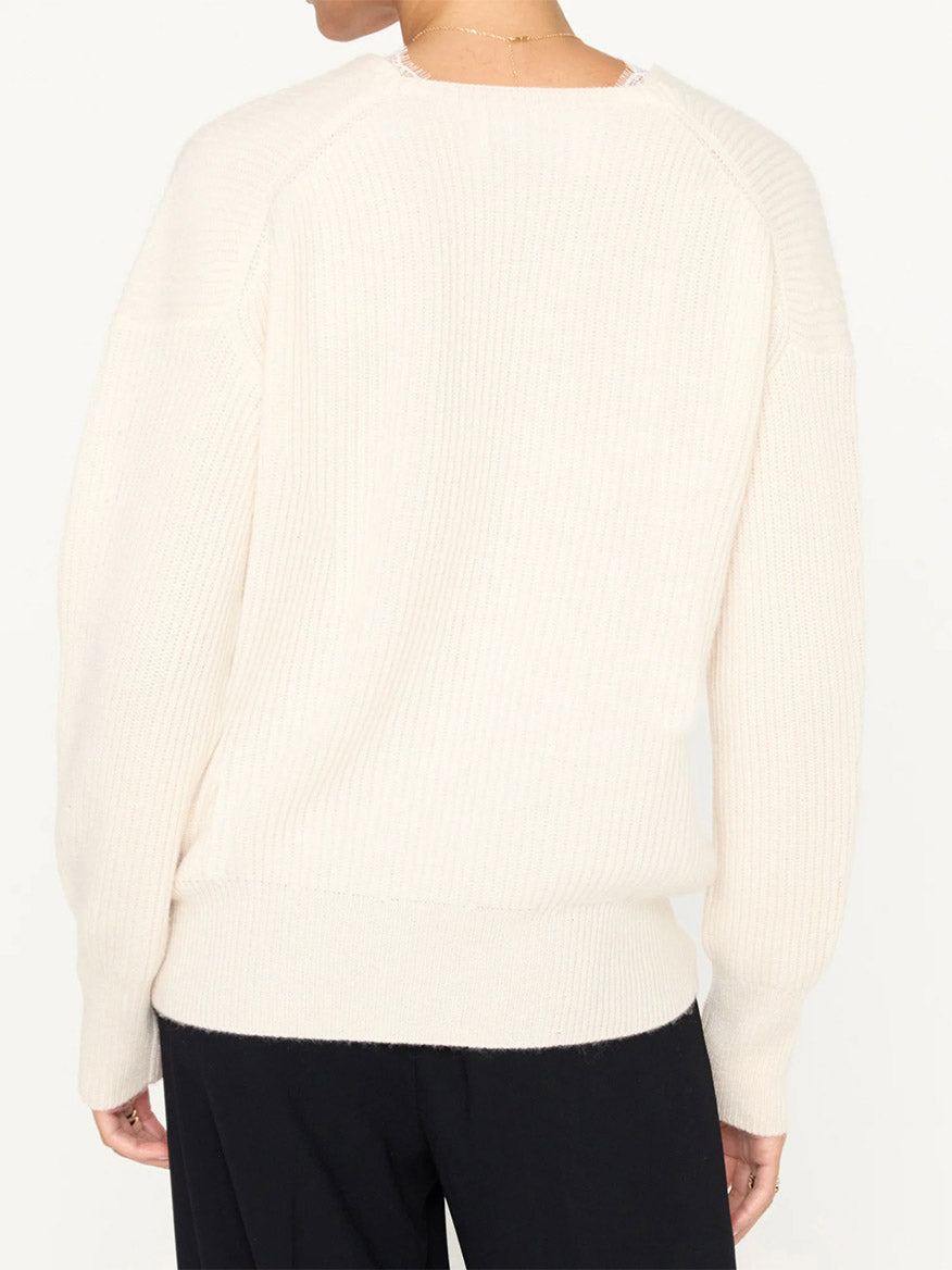 Brochu Walker Ava Lace V-Neck Sweater in Almond Multi