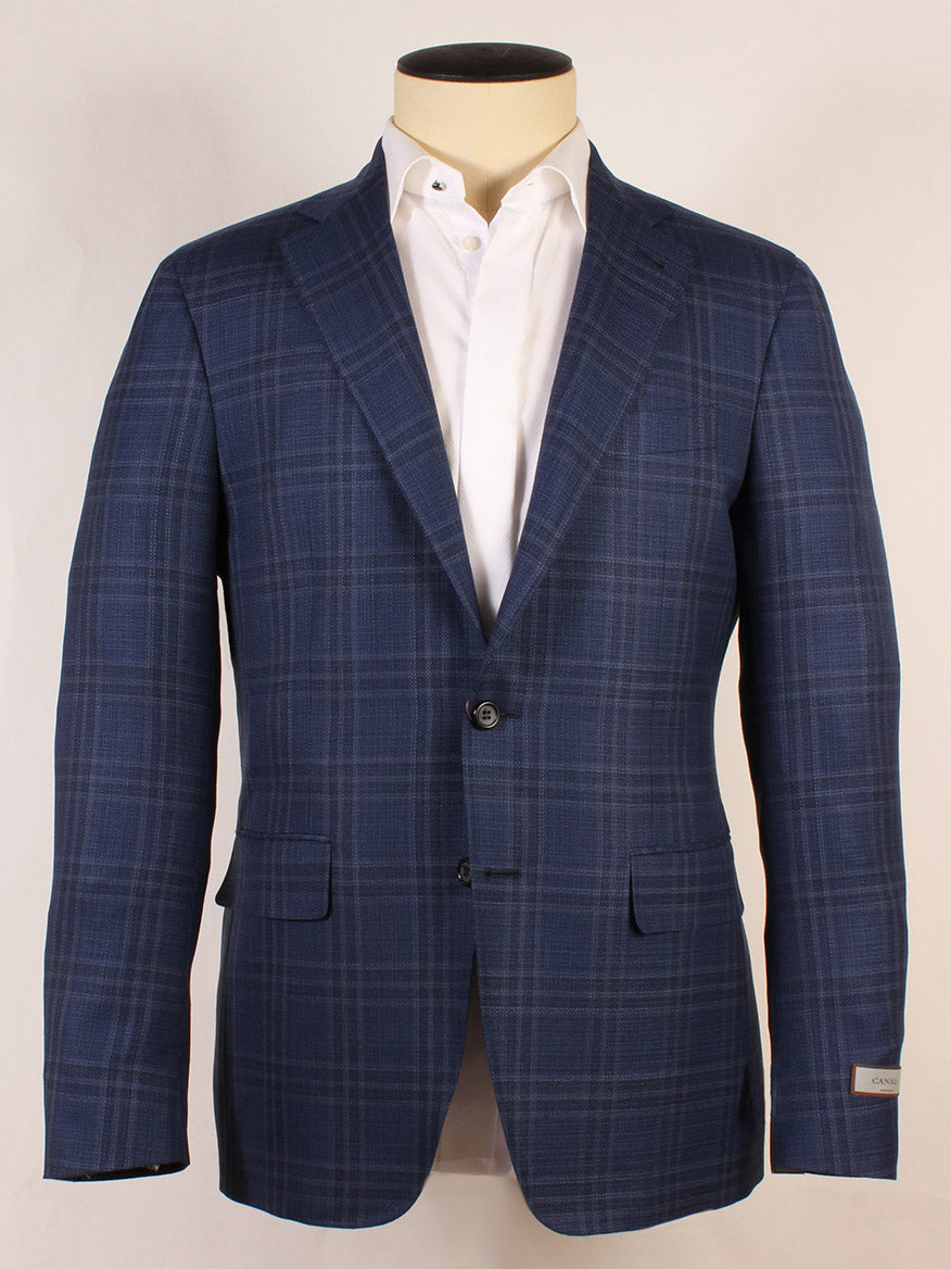 Kei Flap Pocket Sport Jacket in Navy Windowpane | Canali
