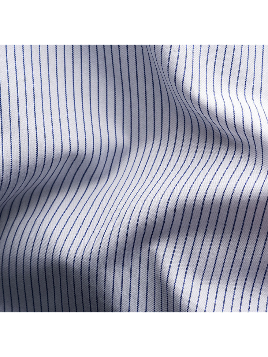 Eton Navy Blue Fine Striped Cotton-Tencel® Shirt