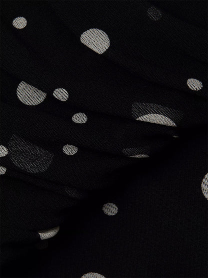 Black fabric with white polka dots, designed into a Fuzzi Tuta Strapless Jumpsuit in Black Polka Dot from Italy.
