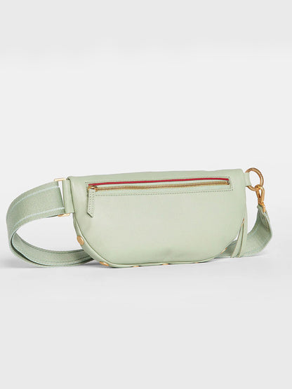 Hammitt Los Angeles Charles Crossbody Medium in Cypress Sage with adjustable strap and gold-tone hardware, isolated on a white background.