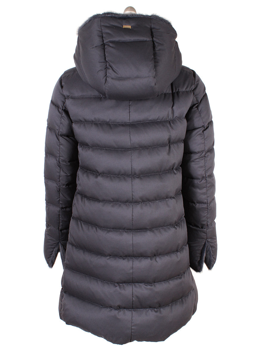 Herno Arendelle And Lady Faux Fur A-Line Jacket in Navy