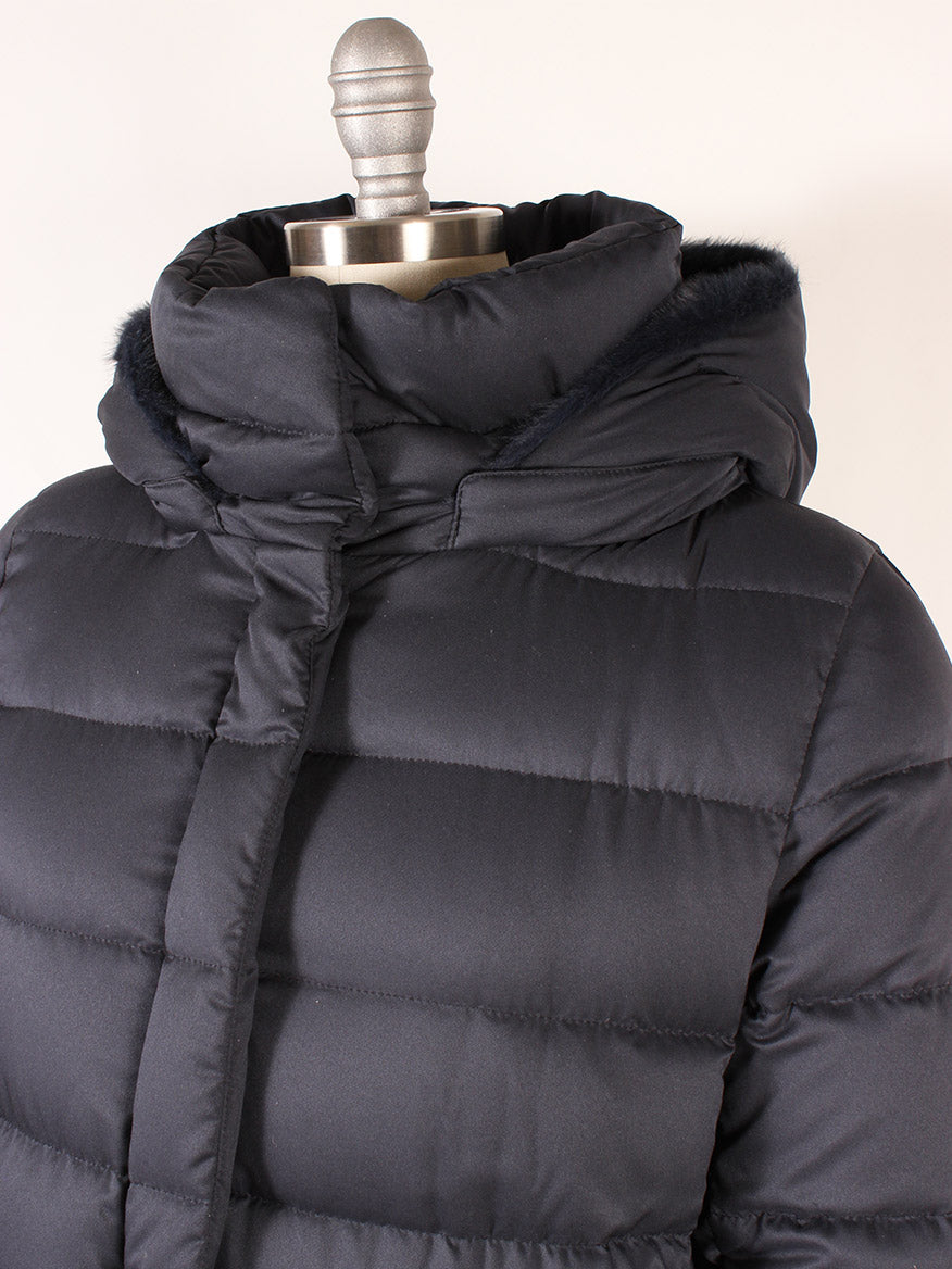Herno Arendelle And Lady Faux Fur A-Line Jacket in Navy