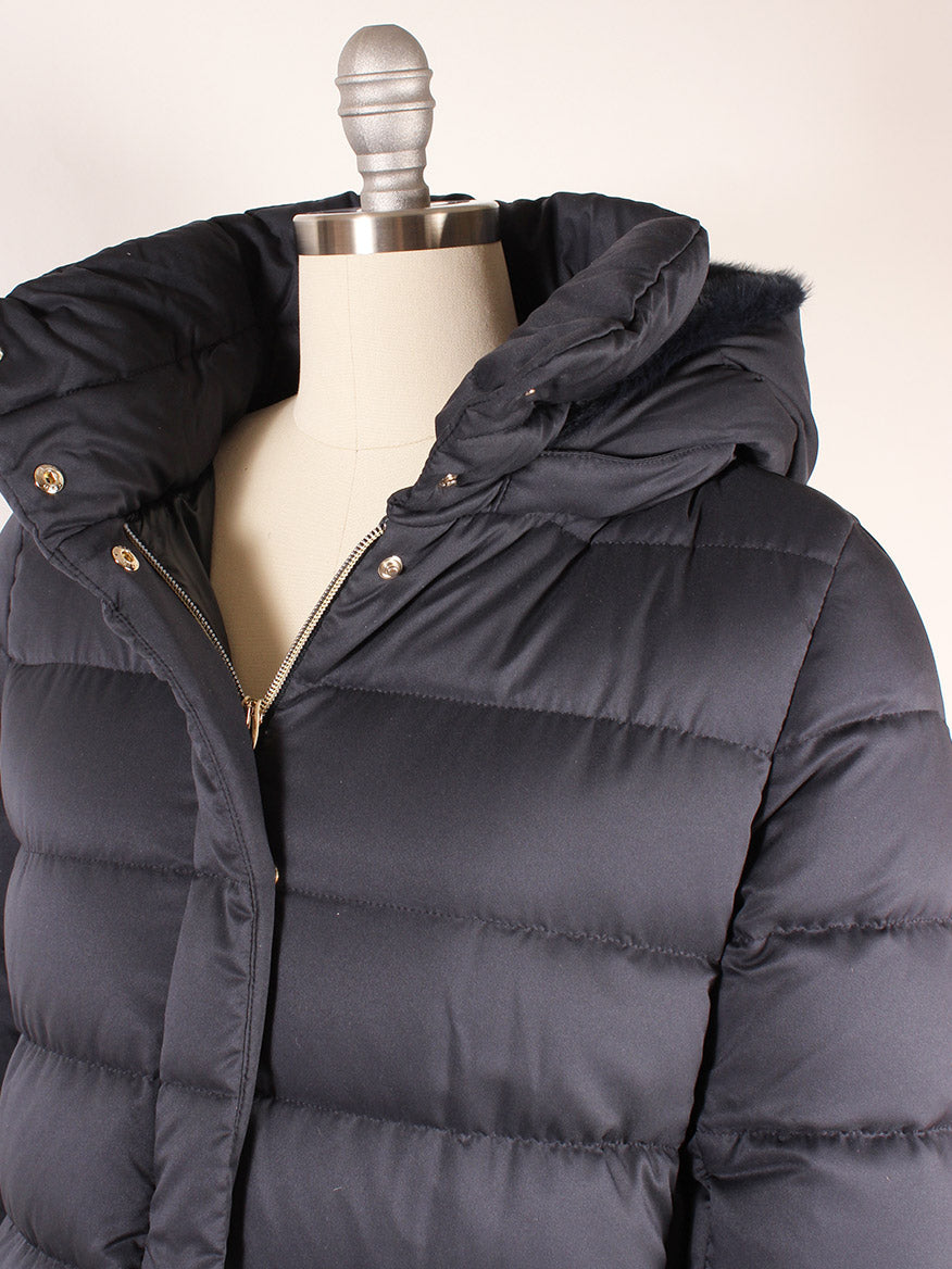 Herno Arendelle And Lady Faux Fur A-Line Jacket in Navy