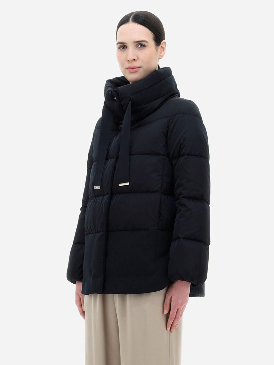 Herno New City Glam and Satin Jacket in Black