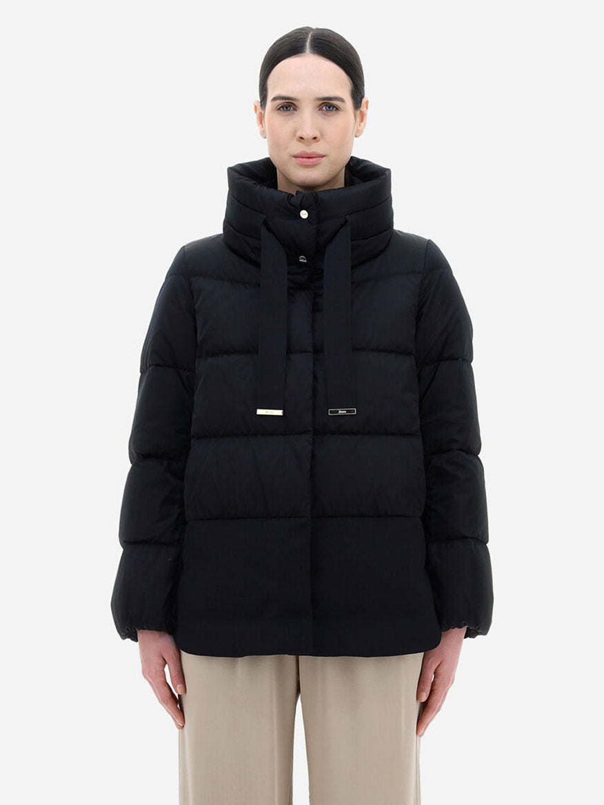 Herno New City Glam and Satin Jacket in Black
