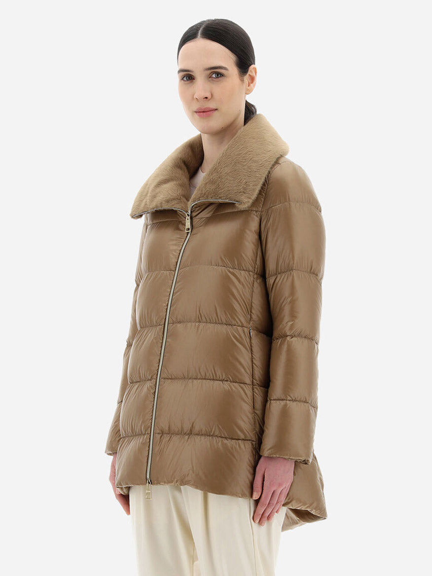 Herno Oversized Ultralight Nylon Lady Jacket in Camel