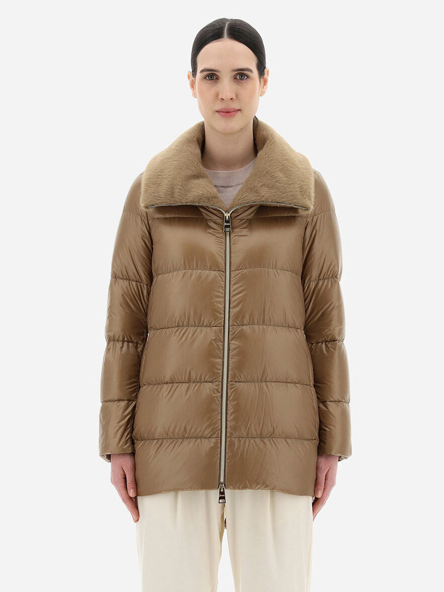 Herno Oversized Ultralight Nylon Lady Jacket in Camel