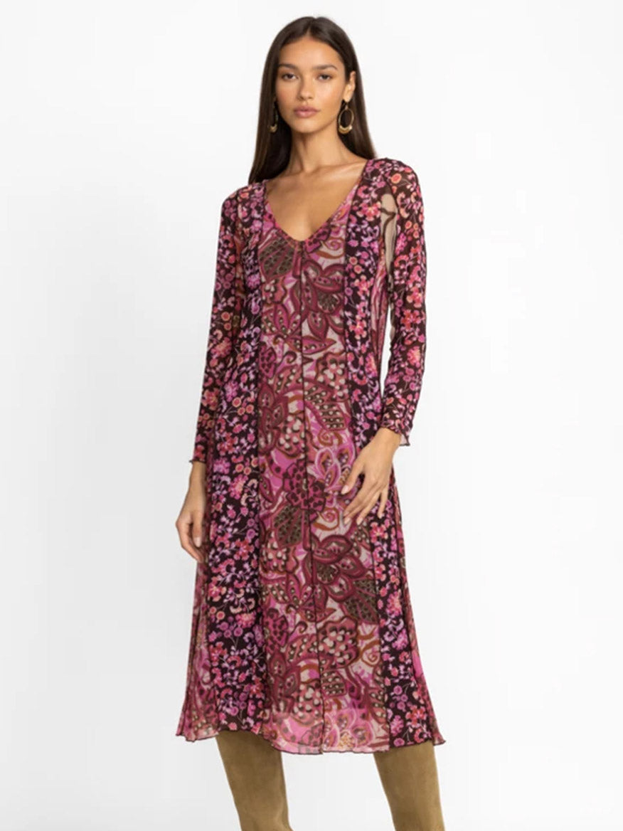 Johnny Was Agatha Mesh Midi Dress in Multi