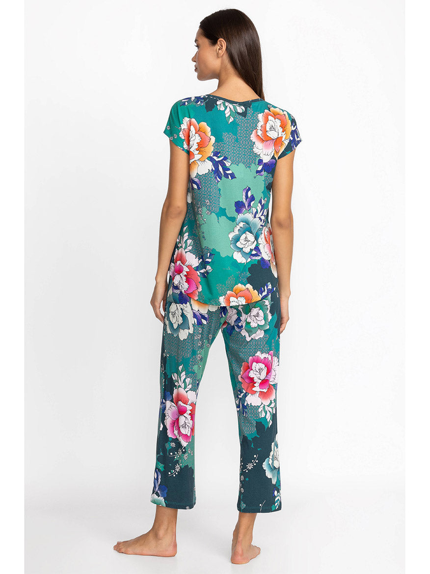 Johnny Was Bobbie Crop Pajama Set in Tura Turquoise