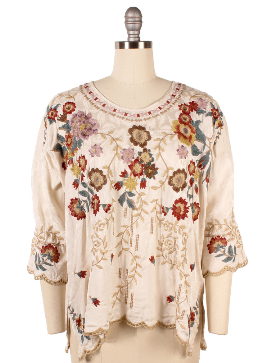 Johnny Was Gabriela 3/4 Sleeve Blouse in Shell