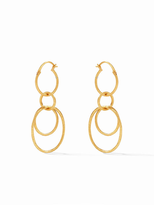 A pair of Julie Vos Simone 3-in-1 Earrings featuring double linked hoops, displayed against a white background.