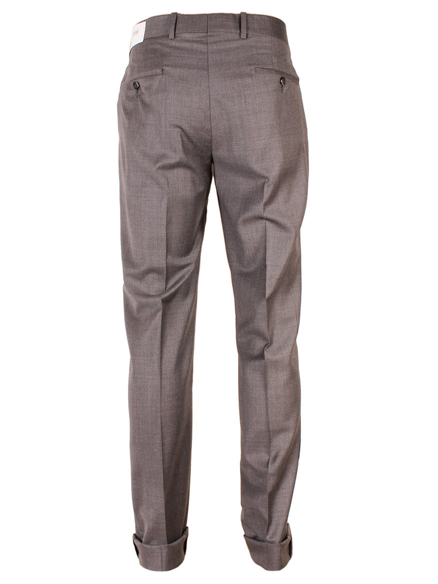 Larrimor's Collection Reda Super 130s Wool Trousers in Medium Grey isolated on a white background.