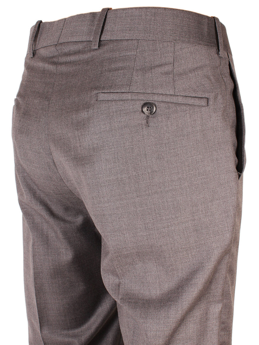 Close-up of Larrimor's Collection Reda Super 130s Wool Trousers in Medium Grey focusing on the pocket and button details.