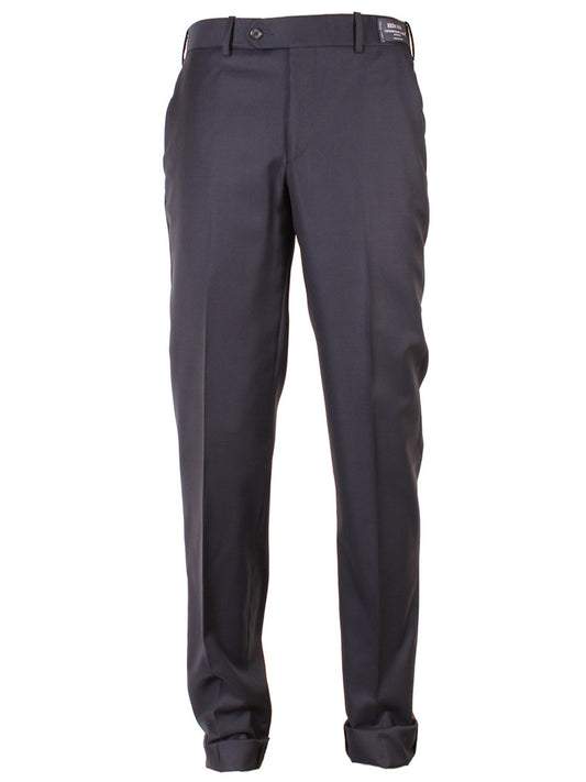 Dark gray Larrimor's Collection Reda Super 130s Wool Trousers with a flat front and cuffed hems, shown against a white background.
