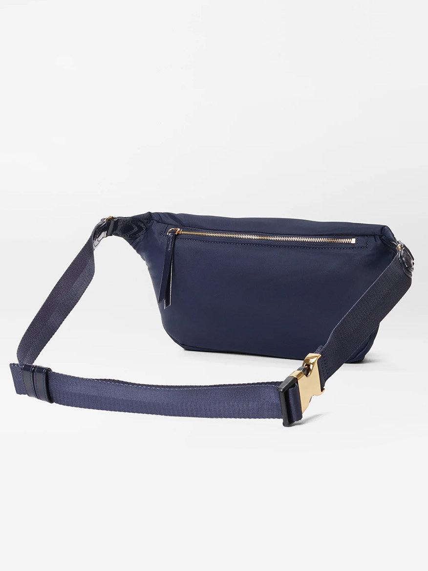 Dawn Bedford MZ Wallace Chelsea Sling Bag with adjustable strap and gold-tone hardware on a white background.