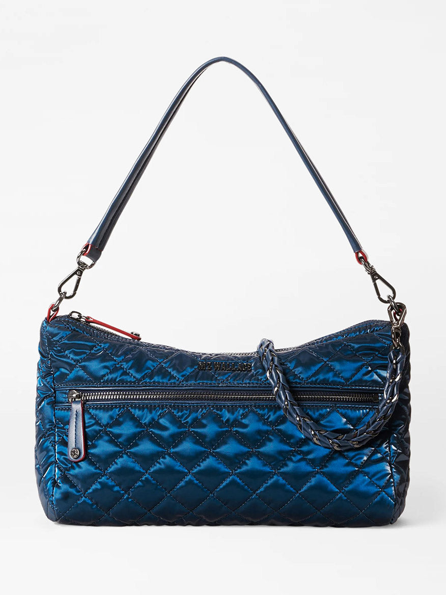 MZ Wallace Crosby Shoulder Bag in Midnight Liquid Oxford