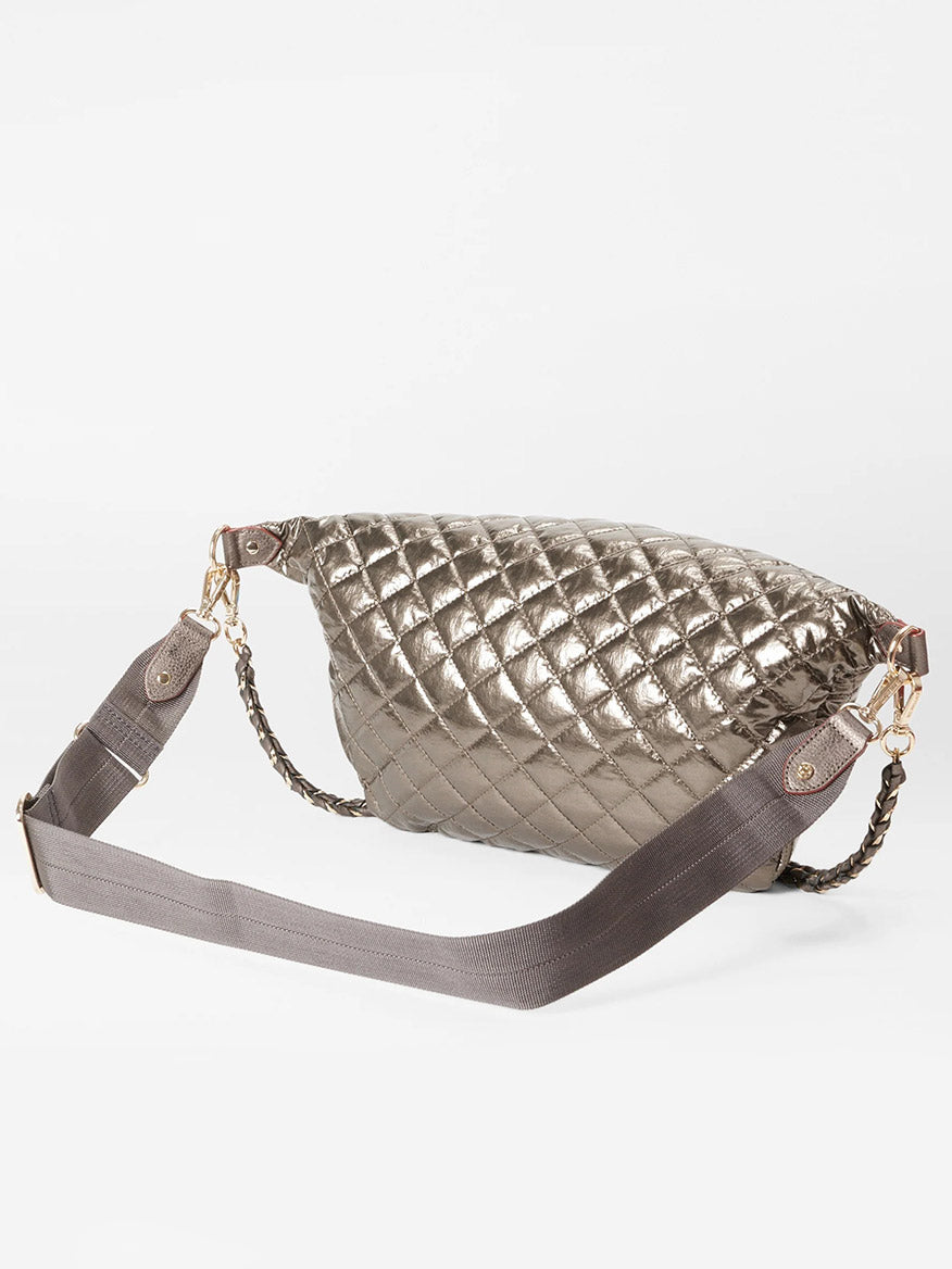 MZ Wallace Crosby Crossbody Sling Bag in Moondust Metallic Lacquer Oxford