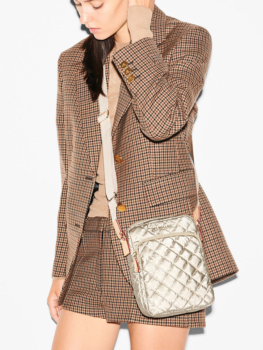 MZ Wallace Metro Crossbody in Quartz Pearl Oxford