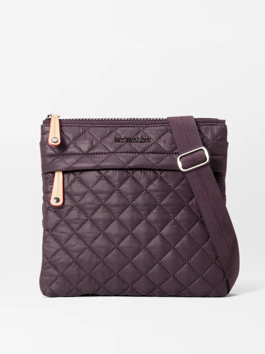 MZ Wallace Metro Flat Crossbody in Raisin Oxford