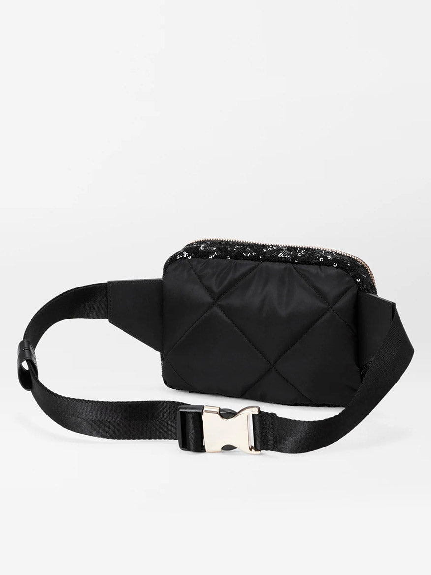 MZ Wallace Quilted Madison Belt Bag in Black Sequin