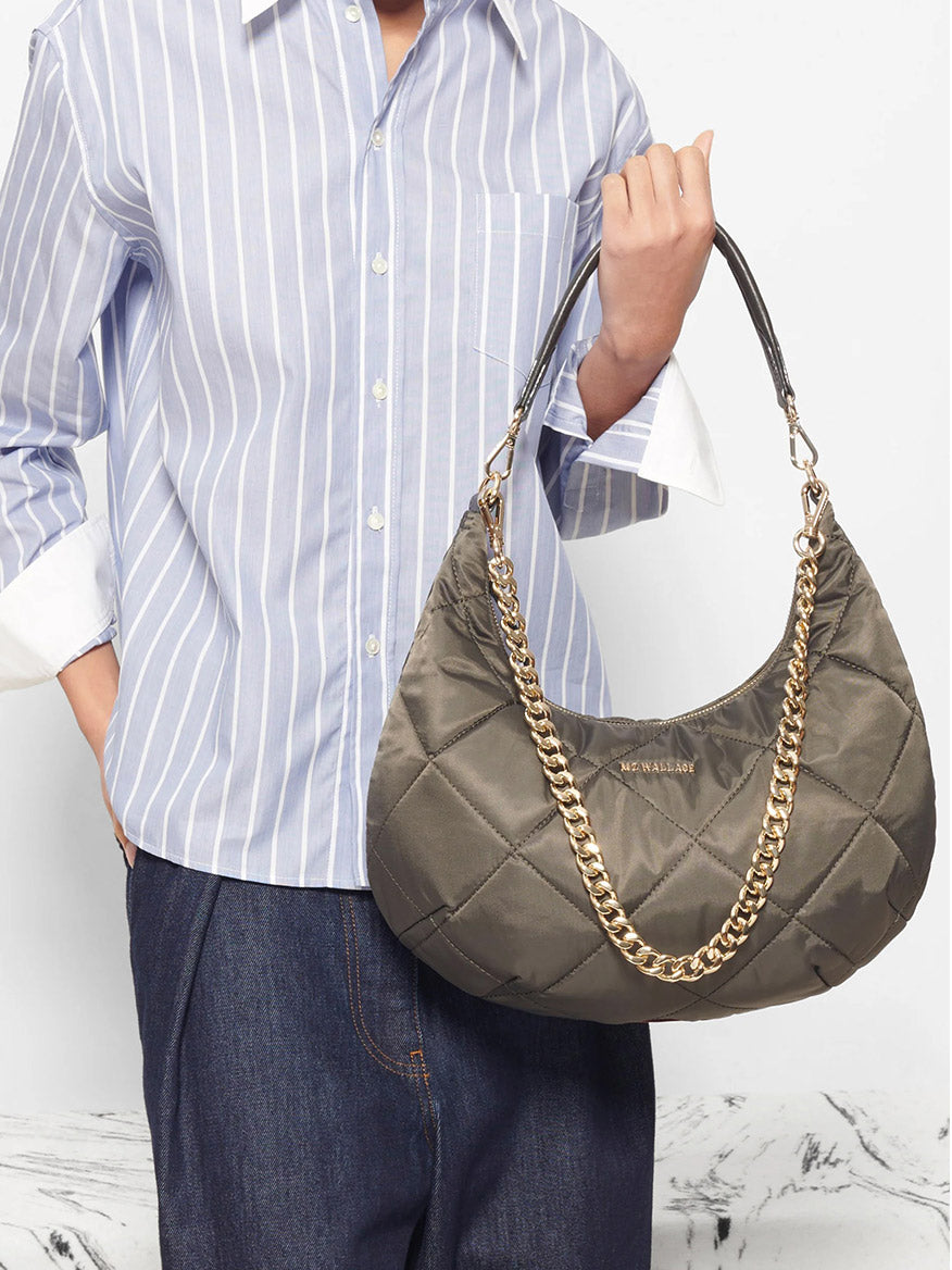 MZ Wallace Quilted Madison Shoulder Bag in Magnet Bedford