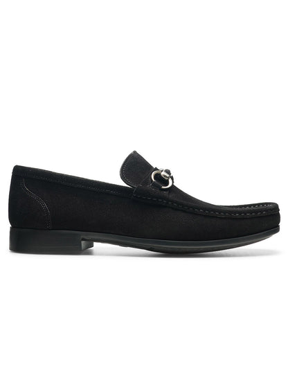 A Magnanni Blas II in Black Suede, with a metal buckle, featuring a cushioned rubber sole.