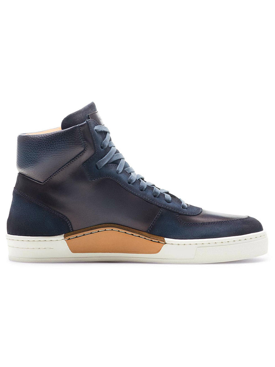 Magnanni Rubio in Navy with blue calfskin leather upper and contrasting tan Ottawa sole.