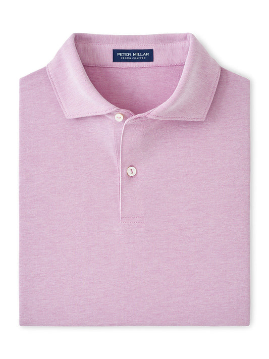 Folded Peter Millar Albatross Cotton Blend Piqué Polo in Valencia, crafted from performance yarns, with a visible brand label at the collar.