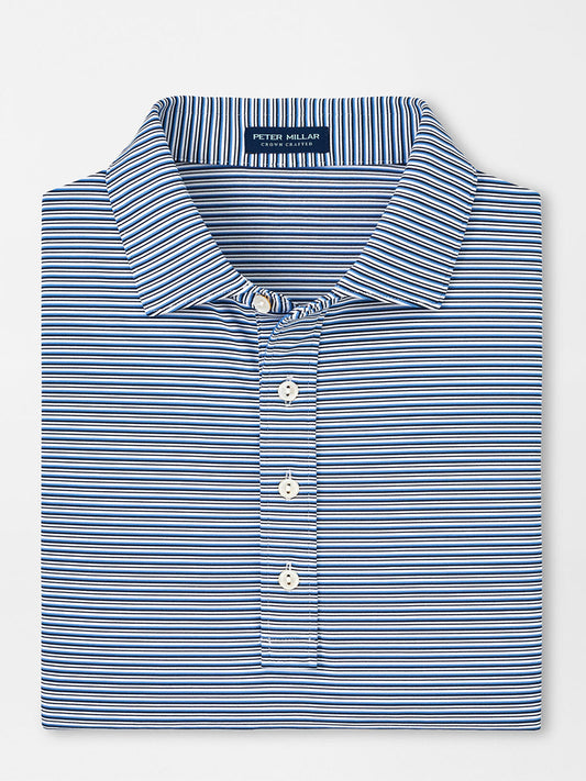 Peter Millar Alto Performance Jersey Polo in White/Navy neatly folded.