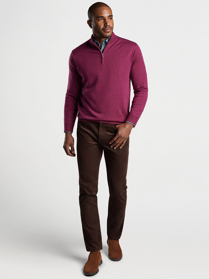 Peter Millar Autumn Crest Quarter-Zip in Dark Radish