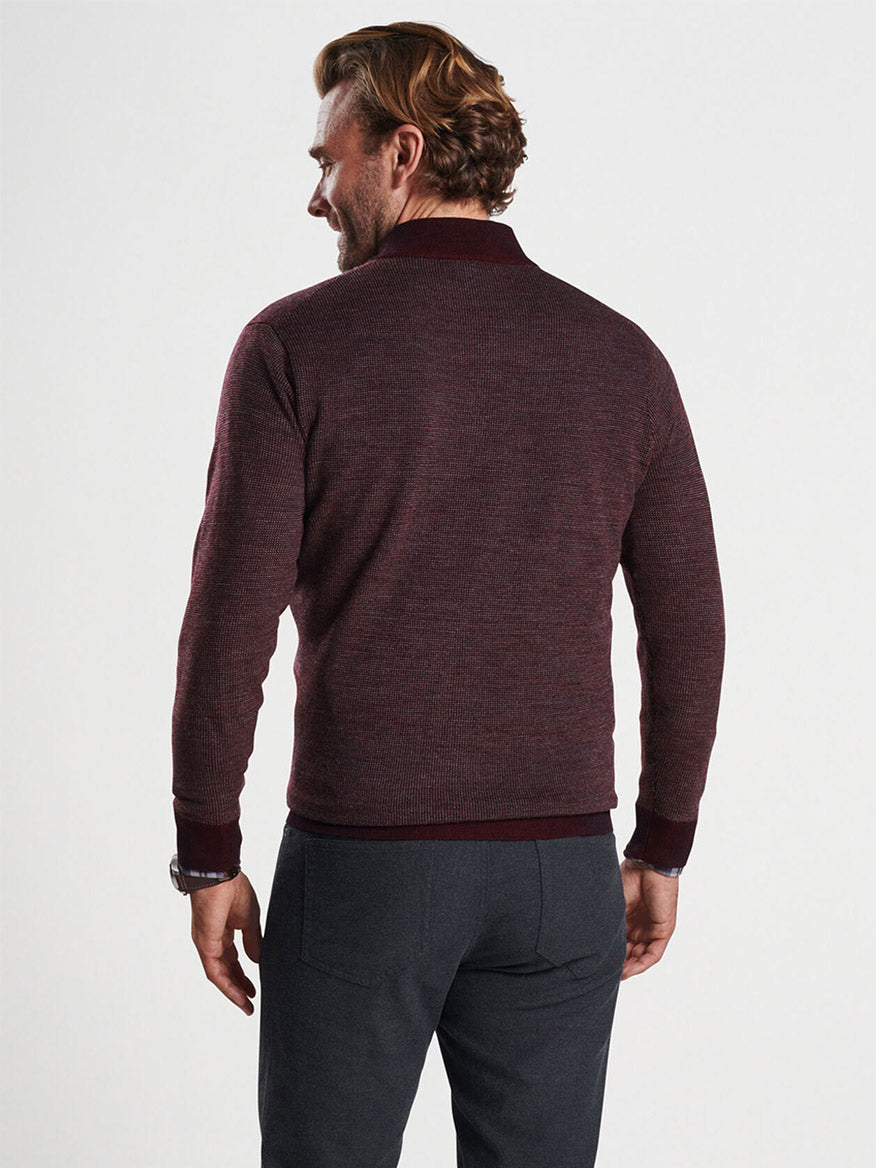 Peter Millar Breaker Birdseye Quarter-Zip in Holiday Red