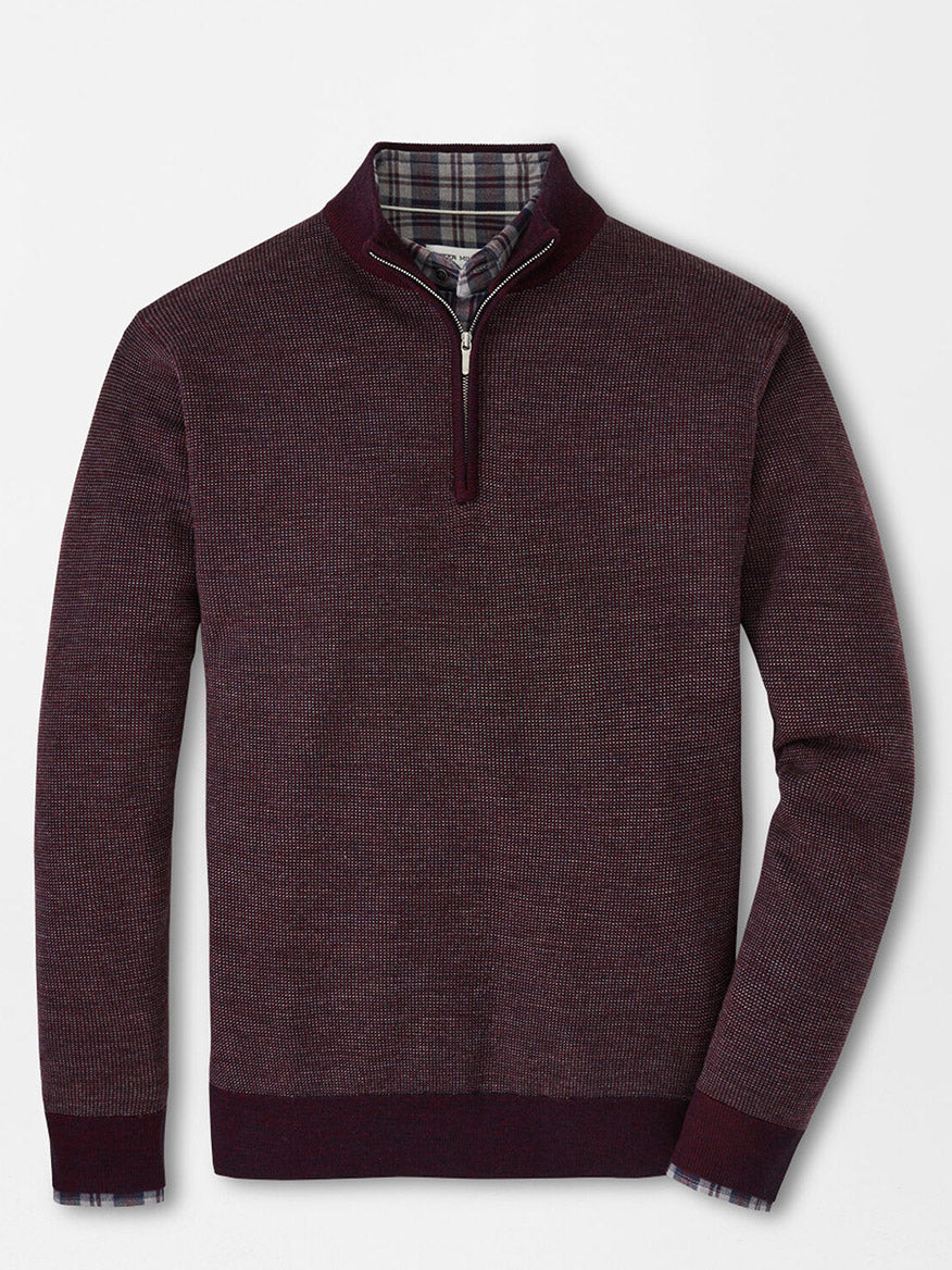 Peter Millar Breaker Birdseye Quarter-Zip in Holiday Red