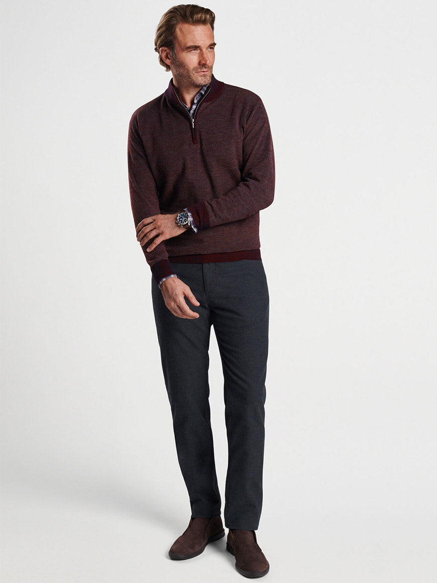 Peter Millar Breaker Birdseye Quarter-Zip in Holiday Red