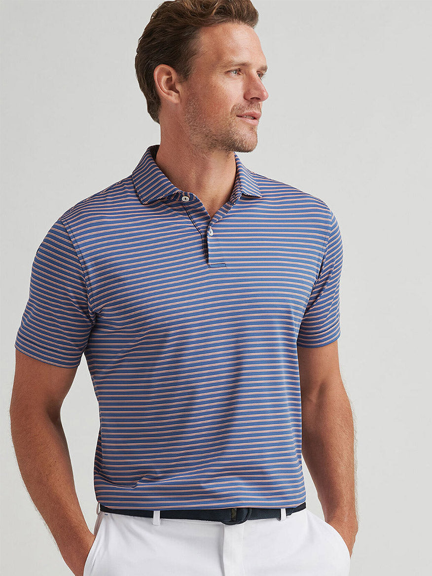 Peter Millar Bridge Performance Jersey Polo in Ocean Blue