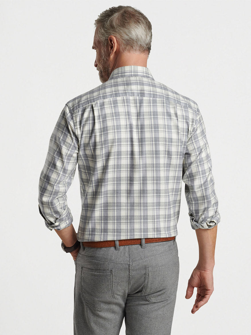 Peter Millar Calcolo Italian Flannel Sport Shirt in Gale Grey