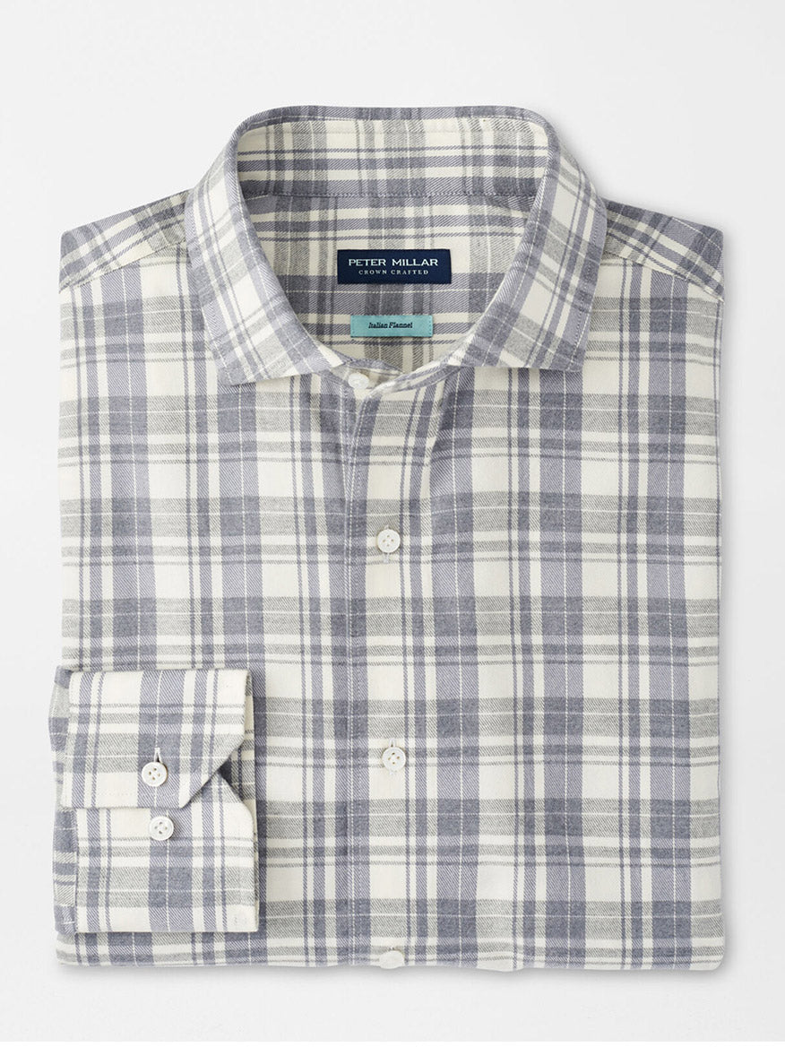 Peter Millar Calcolo Italian Flannel Sport Shirt in Gale Grey