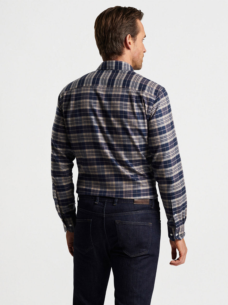 Peter Millar Davol Italian Flannel Sport Shirt in Navy