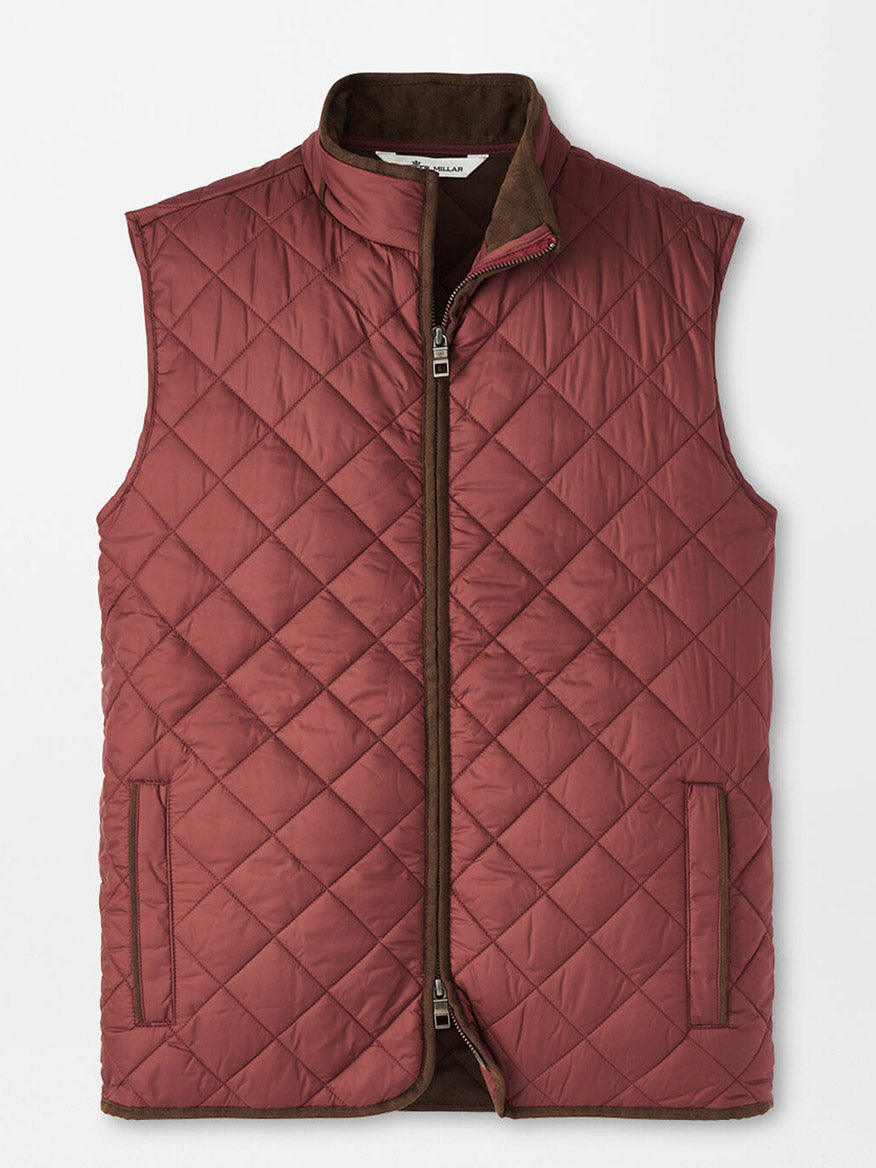 Peter Millar Essex Quilted Travel Vest in Cranberry