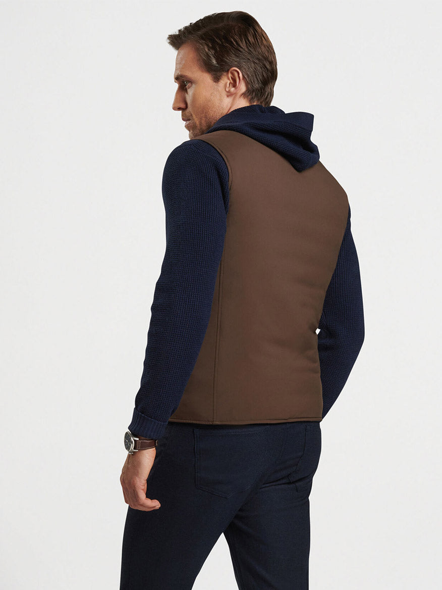 Peter Millar Excursionist Flex Reversible Knit Vest in Navy/Espresso