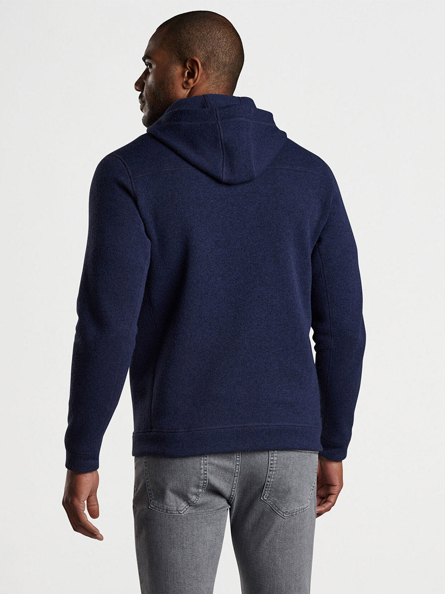 Peter Millar Crown Sweater Fleece Full-Zip Hoodie in Navy