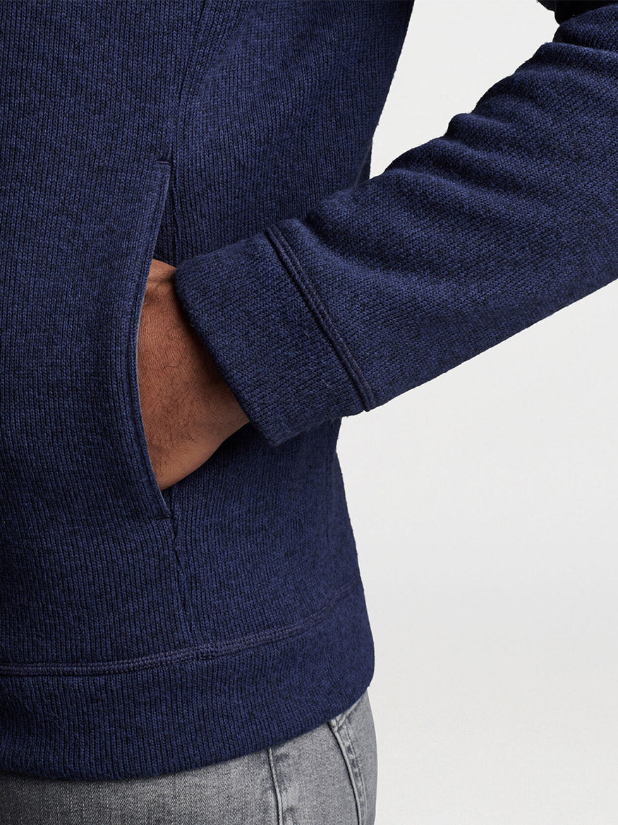 Peter Millar Crown Sweater Fleece Full-Zip Hoodie in Navy