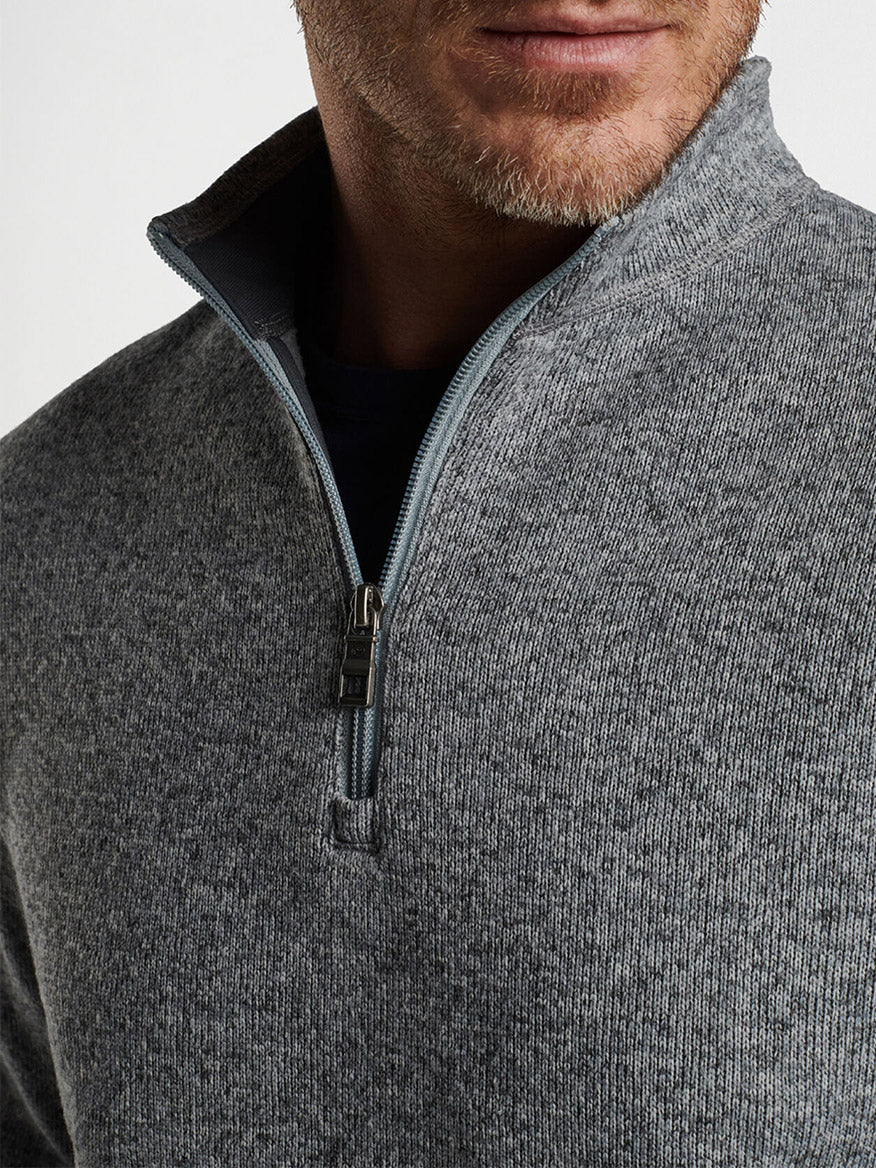 Peter Millar Crown Sweater Fleece Quarter-Zip in Gale Grey