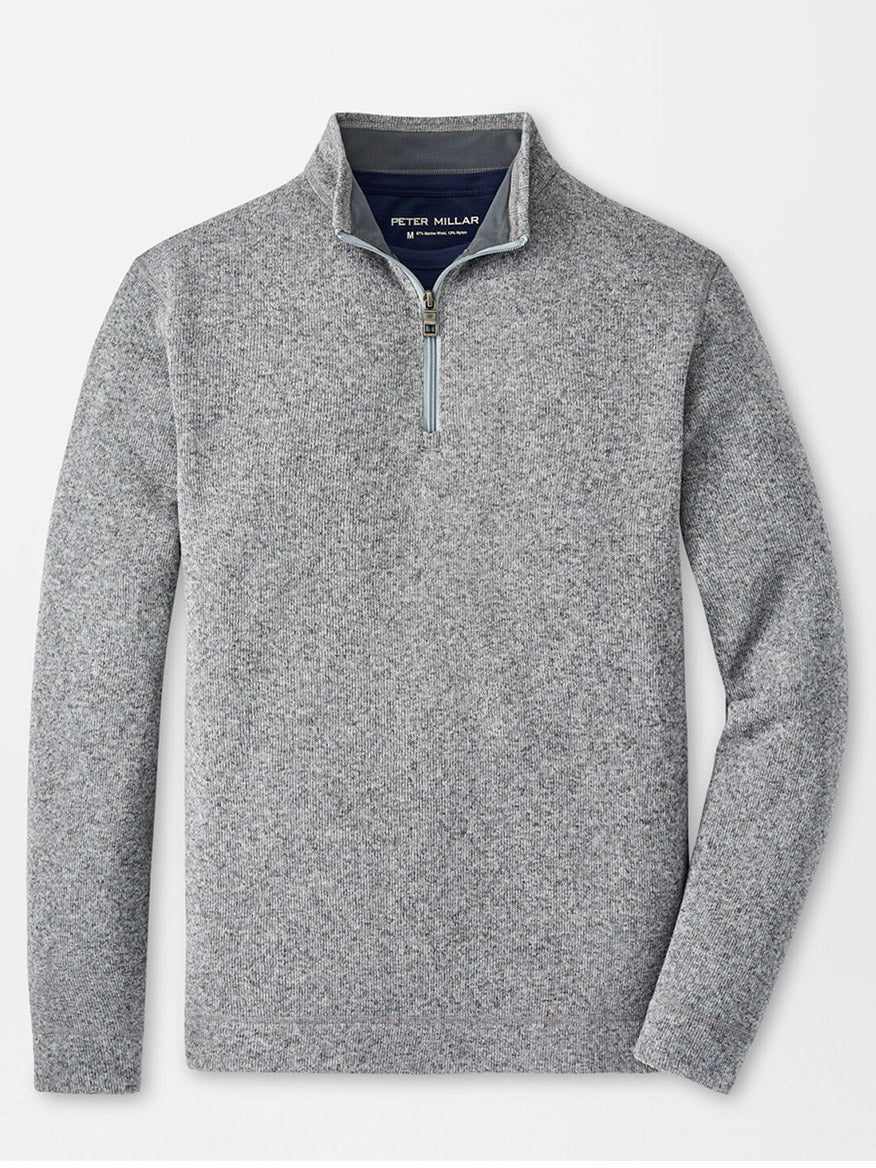 Peter Millar Crown Sweater Fleece Quarter-Zip in Gale Grey