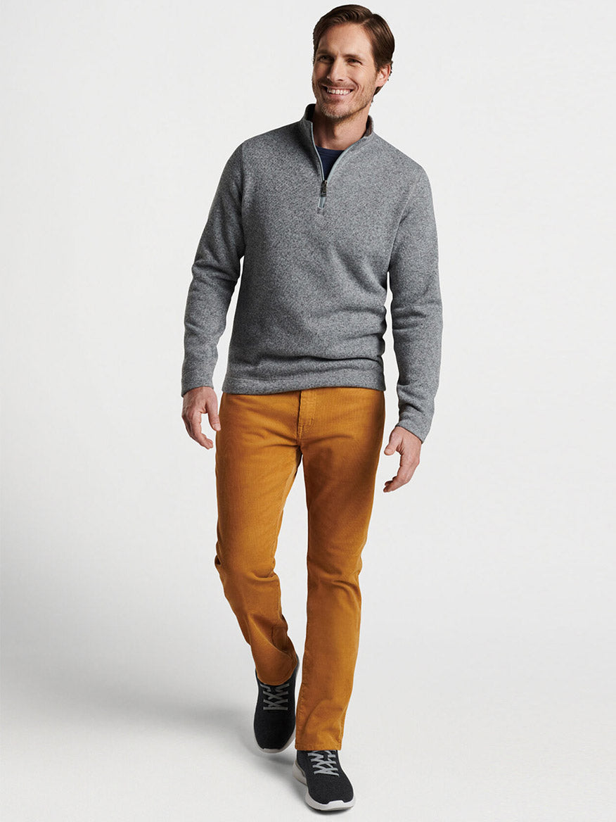 Peter Millar Crown Sweater Fleece Quarter-Zip in Gale Grey