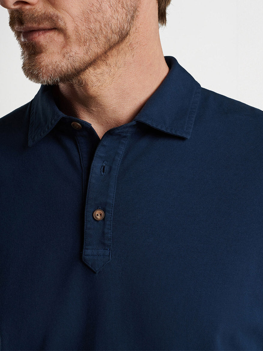 Peter Millar Lava Wash Long-Sleeve Polo in Navy