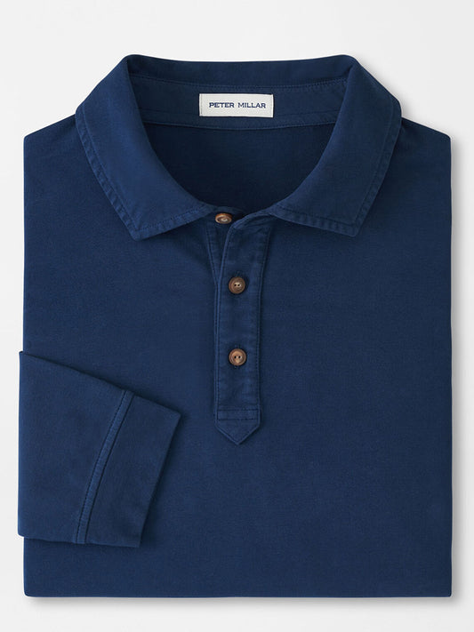 Peter Millar Lava Wash Long-Sleeve Polo in Navy